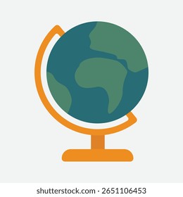 Globe vetor - Ilustração simples de um globo de sala de aula. Perfeito para materiais educacionais, aplicativos geográficos, cartazes escolares, gráficos de viagem e visuais de e-learning