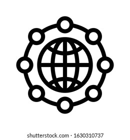 globe vector thin line icon 