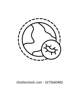 Icono de virus, globo. Línea simple, contorno de elementos vectoriales epidémicos para ui y ux, sitio web o aplicación móvil