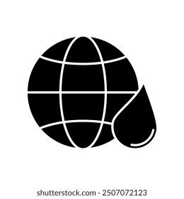 globe and water drop icon, symbol of world water day. vector isolated on white background, simple and modern design.