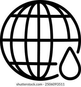 Globe and water drop icon. World water day icon. Replaceable vector design. 