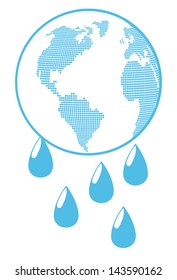 Globe with water drops global warming background vector concept