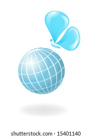 Globe with the water-butterfly. Vector-Illustration