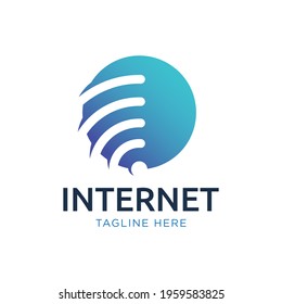 Globe wave Internet logo design template