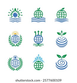 globe and wave logo design 