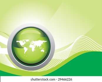  globe and waves illustration with green background