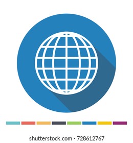 Globe web flat icon. Vector Illustration.