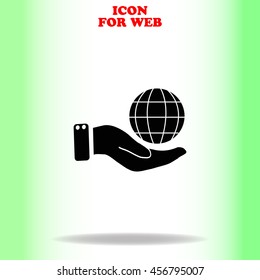 Globe web icon. Black illustration on white background