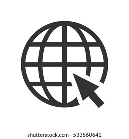 Globe web icon flat. Illustration isolated on white background. Vector grey sign symbol
