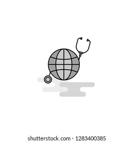 Globe Web Icon. Flat Line Filled Gray Icon Vector