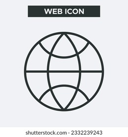 Globe or web icon on white background. Outline globe or web icon. Minimal and premium globe icon. EPS 10 Vector.