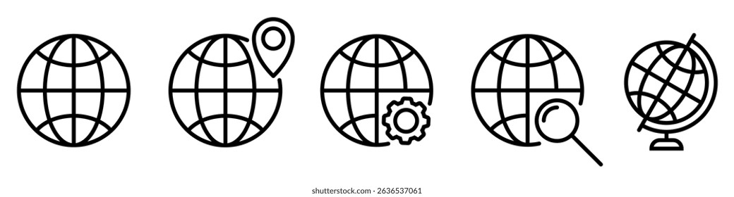 Globe web icon symbol set