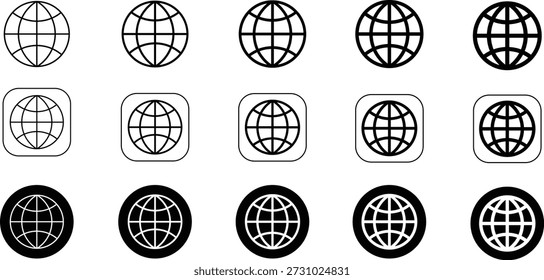 Globe Web Icons Set, WWW World Wide Web Set Site Symbol, Web Icons Set. Symbol für die Internetsammlung, 