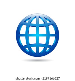 Globe Web Internet Icon 3d Render Vector Illustration Isolated on White