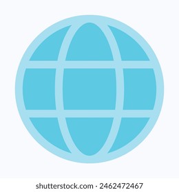 Globe Web Symbol Icon, Grid Vector Illustration, Flat Style Isolated Vector Icon.