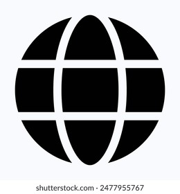 Globe Web Symbol Icon, Grid Vector Illustration, Isolated Silhouette Vector Icon.