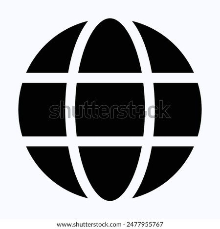 Globe Web Symbol Icon, Grid Vector Illustration, Isolated Silhouette Vector Icon.