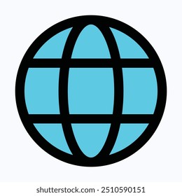 Globe Web Symbol Icon, Internet, Worldwide, Globe Grid Vector Icon, User Interface, User Experience, Isolated Lineal Color Vector Icon.