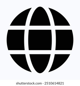 Globe Web Symbol Icon, Internet, Worldwide, Globe Grid Vector Icon, User Interface, User Experience, Isolated Silhouette Vector Icon.