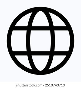 Globe Web Symbol Icon, Internet, Worldwide, Globe Grid Vector Icon, User Interface, User Experience, Isolated Lineal Vector Icon.