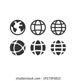 Globe Web Vector Icon Set. Planet Earth Icons For Websites.