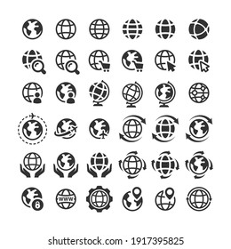 Globe web vector icon set. Planet Earth icons for websites.