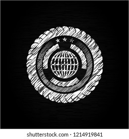 globe, website icon with chalkboard texture