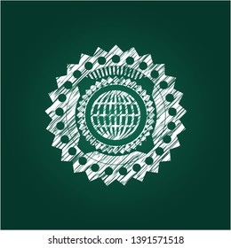 globe, website icon drawn with chalkboard texture