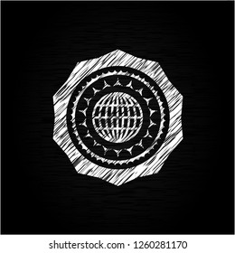 globe, website icon drawn on blackboard