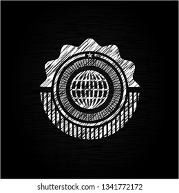 globe, website icon drawn on a blackboard