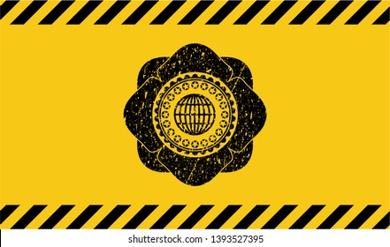 globe, website icon grunge warning sign emblem. Vector Illustration. Detailed.