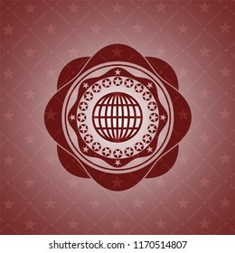 globe, website icon inside badge with red background