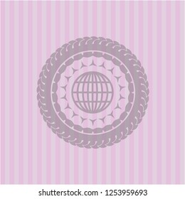 globe, website icon inside badge with pink background