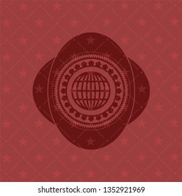 globe, website icon inside badge with red background