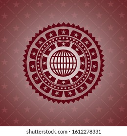 globe, website icon inside badge with red background