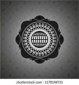globe, website icon inside black emblem