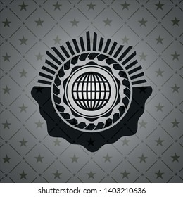 globe, website icon inside black emblem