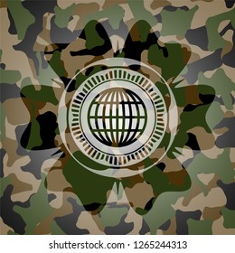 globe, website icon inside camo texture