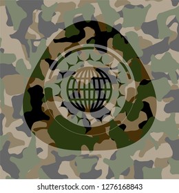 globe, website icon inside camo texture