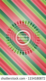 globe, website icon inside christmas emblem.