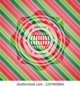 globe, website icon inside christmas emblem.