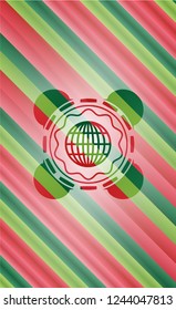 globe, website icon inside christmas style badge..