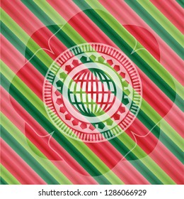 globe, website icon inside christmas emblem.