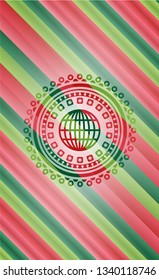 globe, website icon inside christmas emblem.