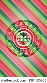 globe, website icon inside christmas emblem.