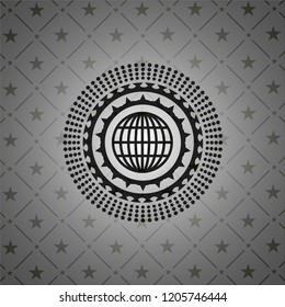 globe, website icon inside dark emblem. Retro