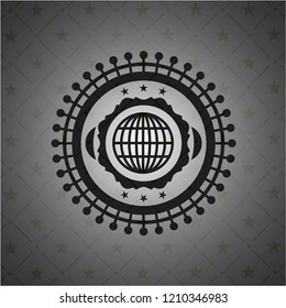 globe, website icon inside dark emblem. Retro