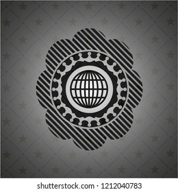 globe, website icon inside dark emblem. Retro