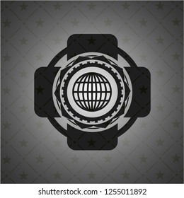 globe, website icon inside dark emblem