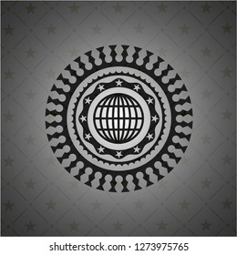 globe, website icon inside dark badge or emblem